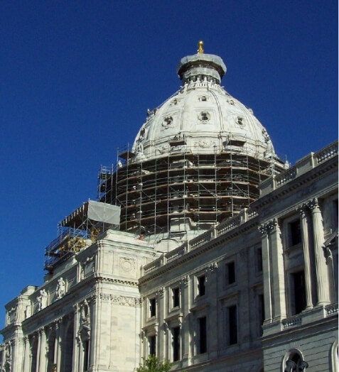 Scaffold set up on building